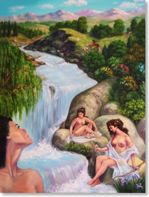 Aktaeon und Artemis, Ölgemälde